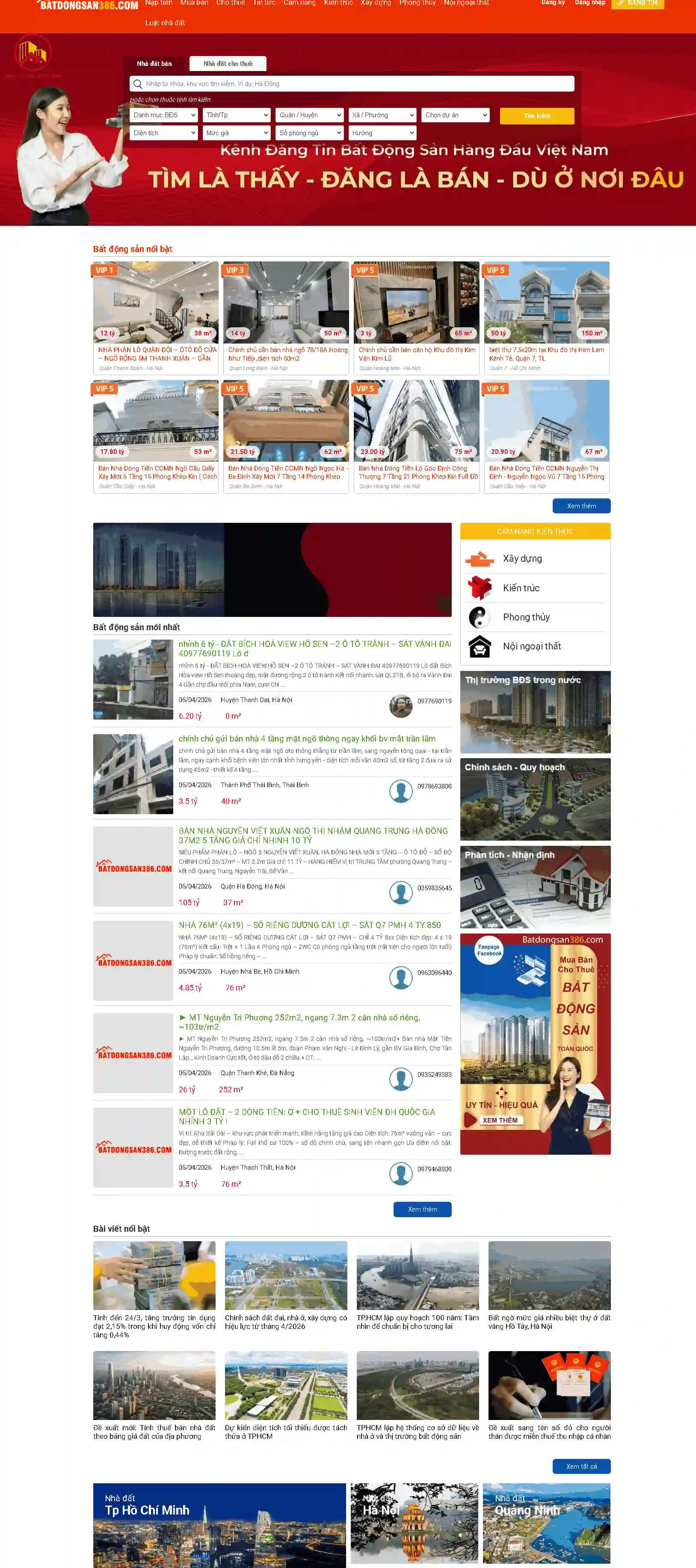 Mẫu Website Bất Động Sản - Giới thiệu dự án, tin tức bất động sản