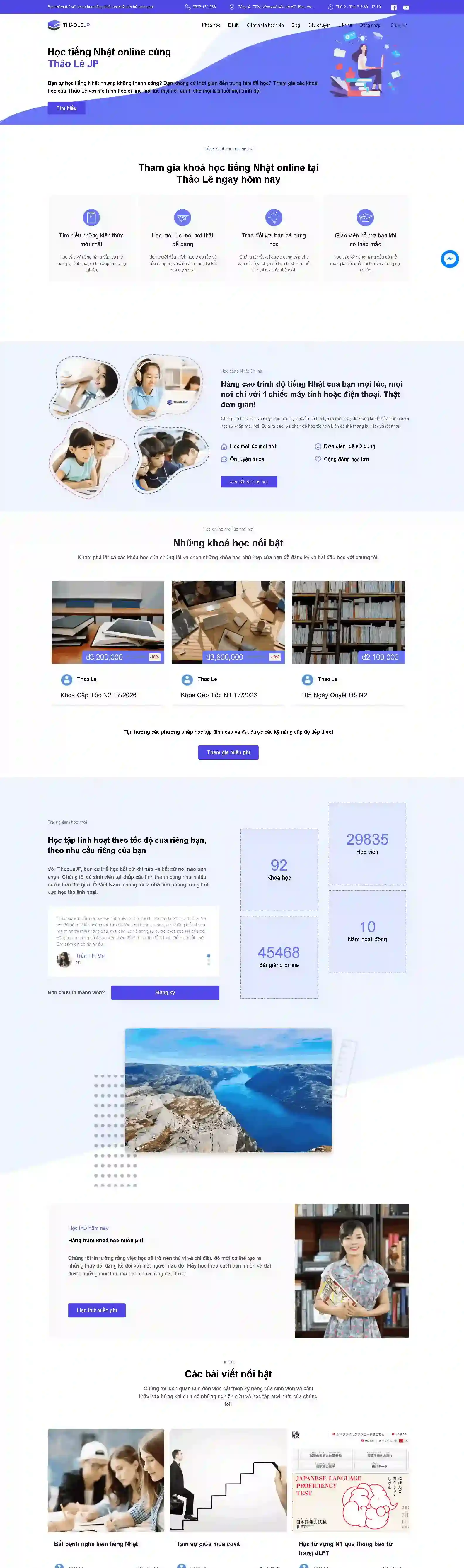 Mẫu Website Dạy Học Trực Tuyến - Học online với video, bài tập trực quan